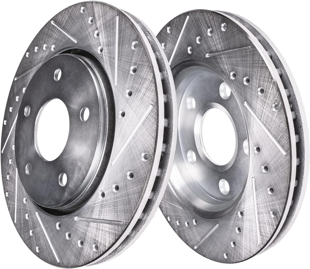 Front Rear Drilled & Slotted Rotors + Brake Pads Replacement 10pc Set I880