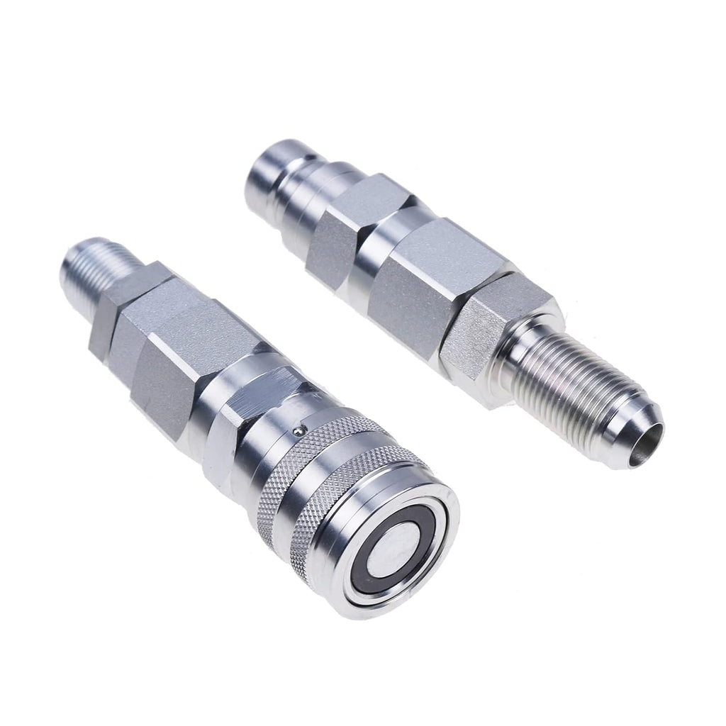 10 JIC Thread 1/2 Flat Face Hydraulic Quick Connect Coupler Set, Silver Pack of 2 S16923