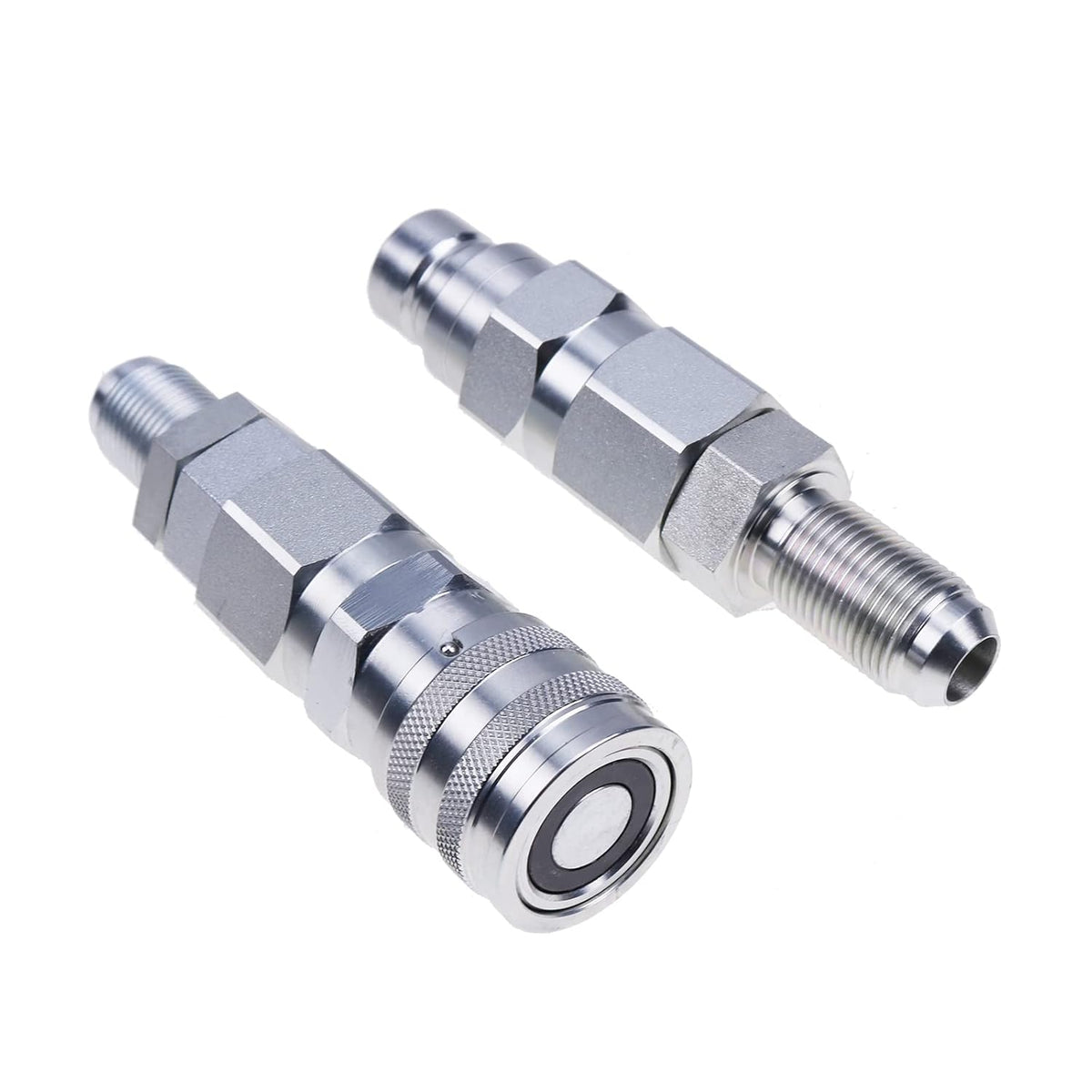 10 JIC Thread 1/2 Flat Face Hydraulic Quick Connect Coupler Set, Silver Pack of 2 S16923