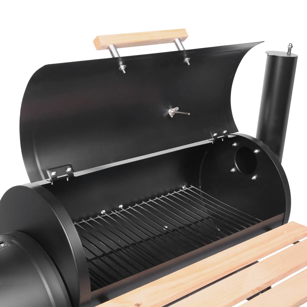 Charcoal Grill Portable BBQ Grill and Offset Smoker Steel BBQ Pit Black A4788