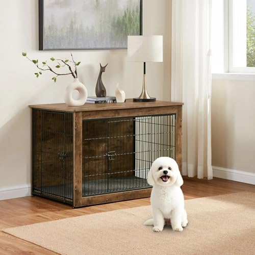 Rustic Brown Wooden Dog Crate 27" L×20" W×23" H I860