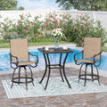 3 Pieces Patio Metal Bar Stools and Table Set W988725