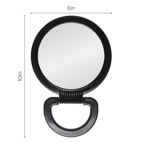 Black Double-Sided Hand Mirror with Stand I106