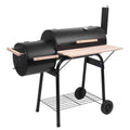 Charcoal Grill Portable BBQ Grill and Offset Smoker Steel BBQ Pit Black A4788