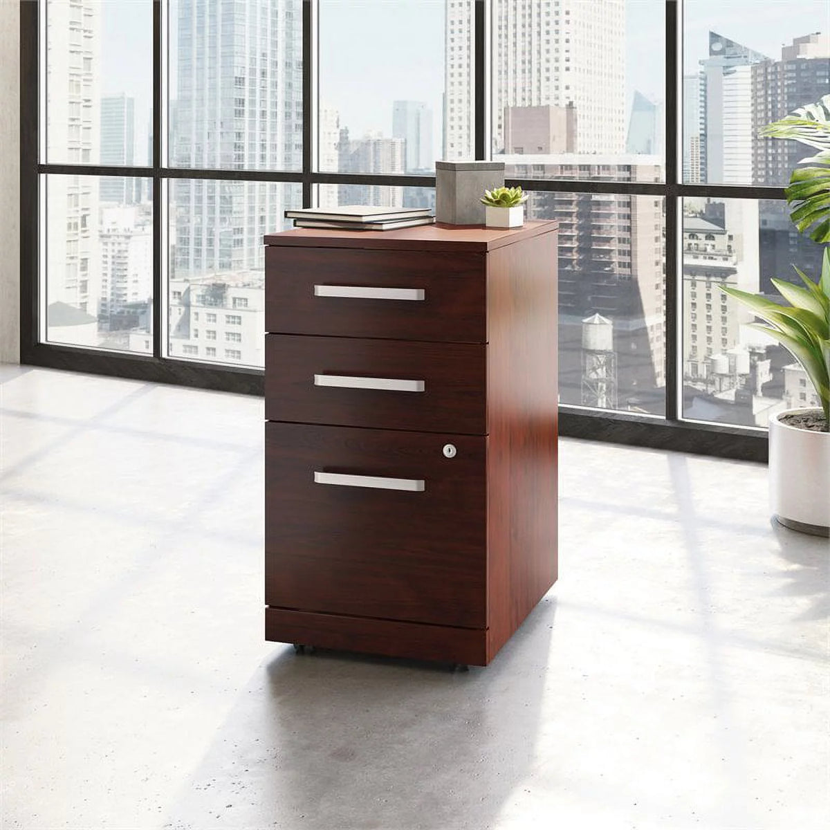 Engineered Wood 3-Drawer Mobile Filing Cabinet W106