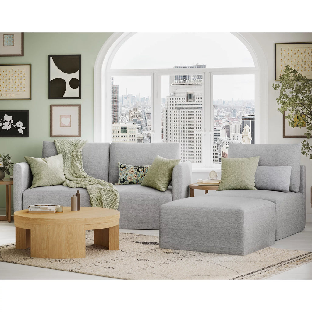Gray Fabric Modular Sectional Sofa with Ottoman Z4149