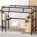 Black Metal Loft Bed Twin Size with Desk and Ladder K1381
