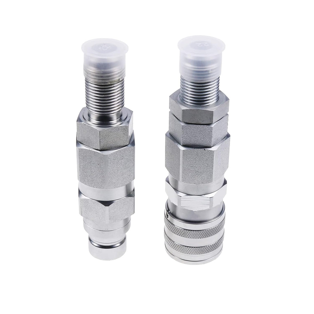 10 JIC Thread 1/2 Flat Face Hydraulic Quick Connect Coupler Set, Silver Pack of 2 S16923