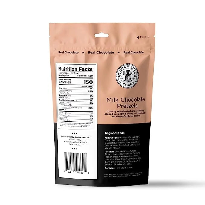 Real Milk Chocolate Covered Pretzels, 5-Ounce Bag, Pack of 6 B13966