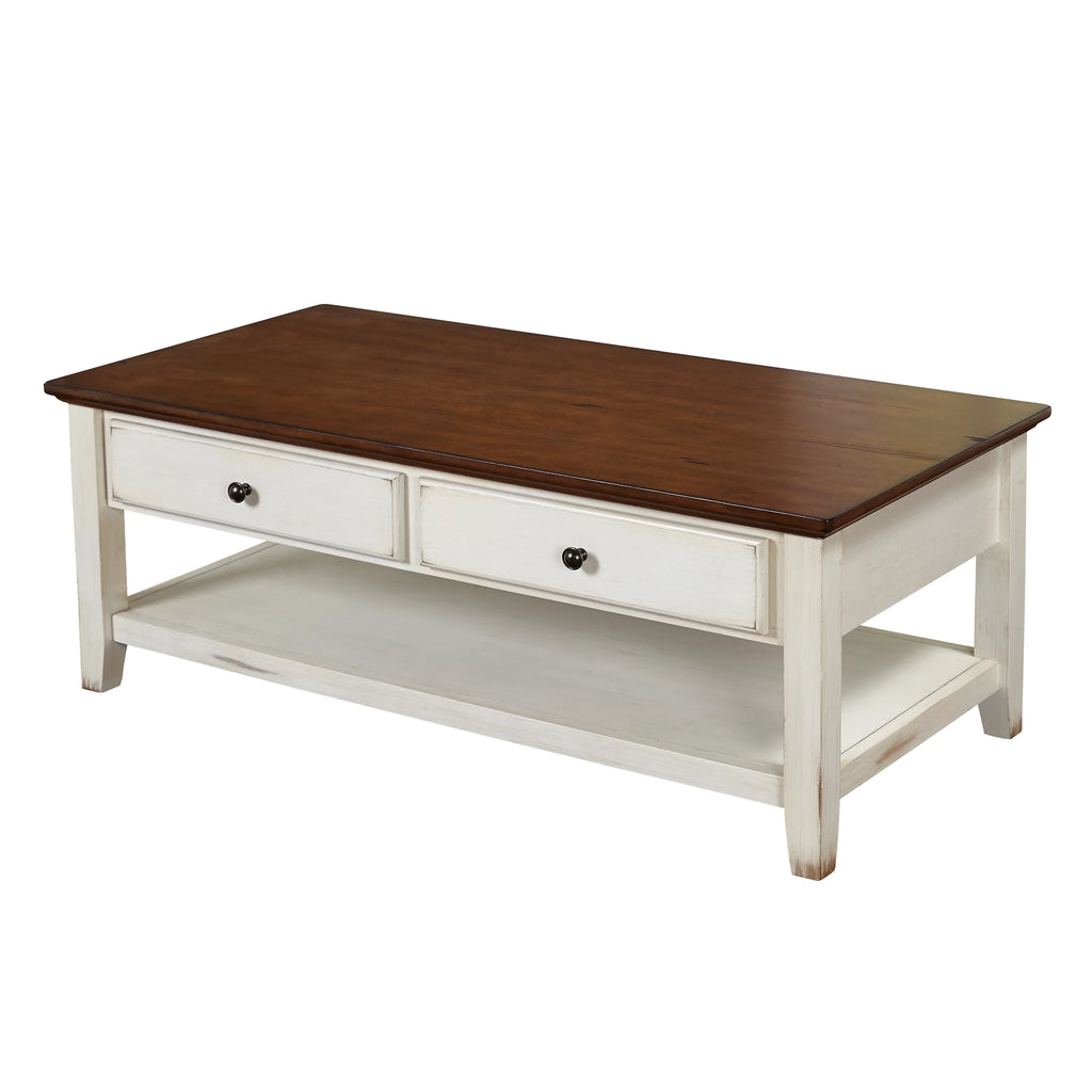 Rectangular Two-Tone Wood Coffee Table F862591