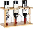 Bamboo Wine Rack Holds 3 Bottles & 3 Glasses R842