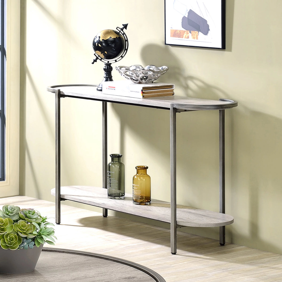 Light Gray 1-Shelf Console Table F414435