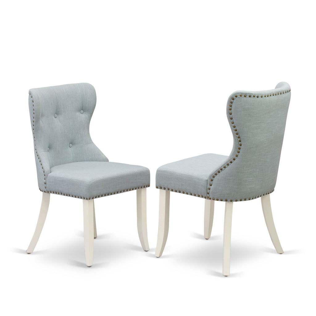 Linen White/Baby Blue 9-piece Wood Dining Set W437504