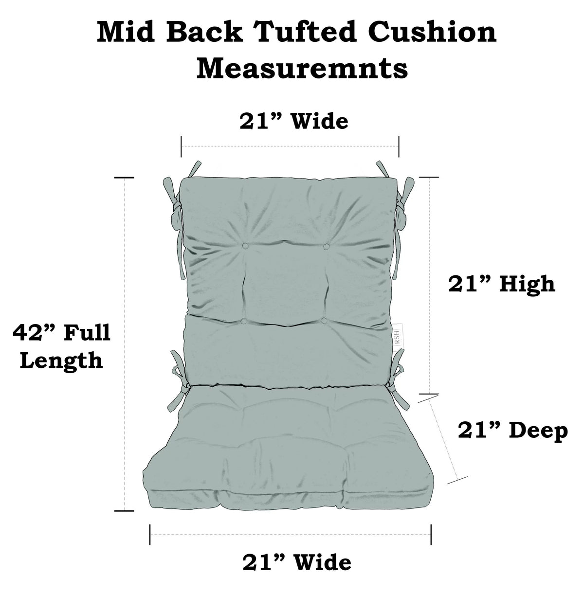 Indoor Outdoor Tufted Mid Back Chair Cushion J7373