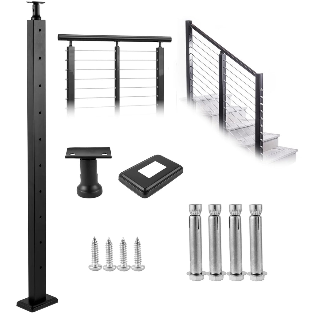 Cable Railing Post 36" Stainless Steel Black B83350