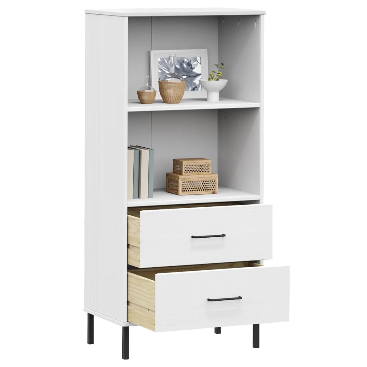 Pine Wood Bookcase with 2 Storage Drawers U427524
