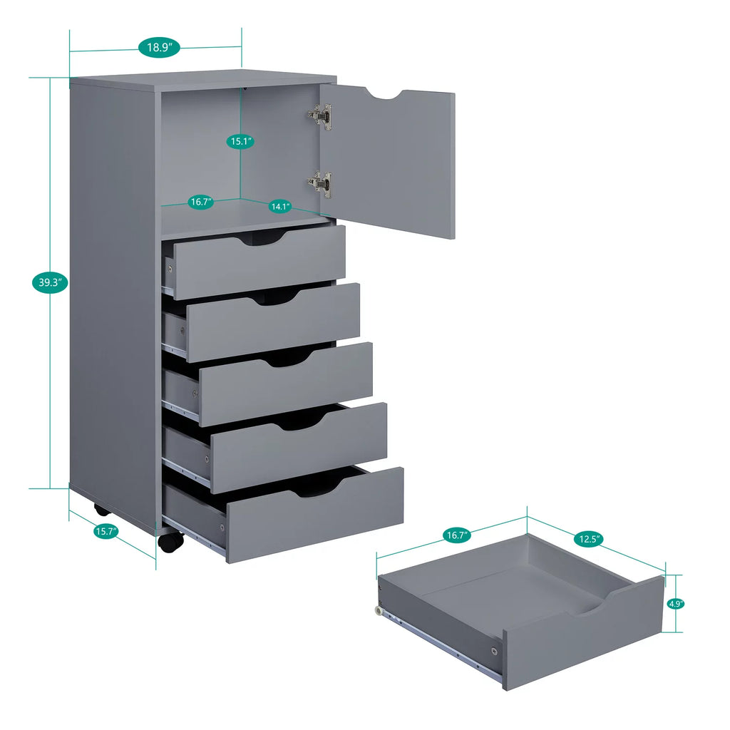 6 Drawer Gray Office Storage Cabinet E309465