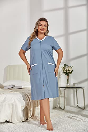 Plus Size Zip Robe Loungewear Bathrobe T69649