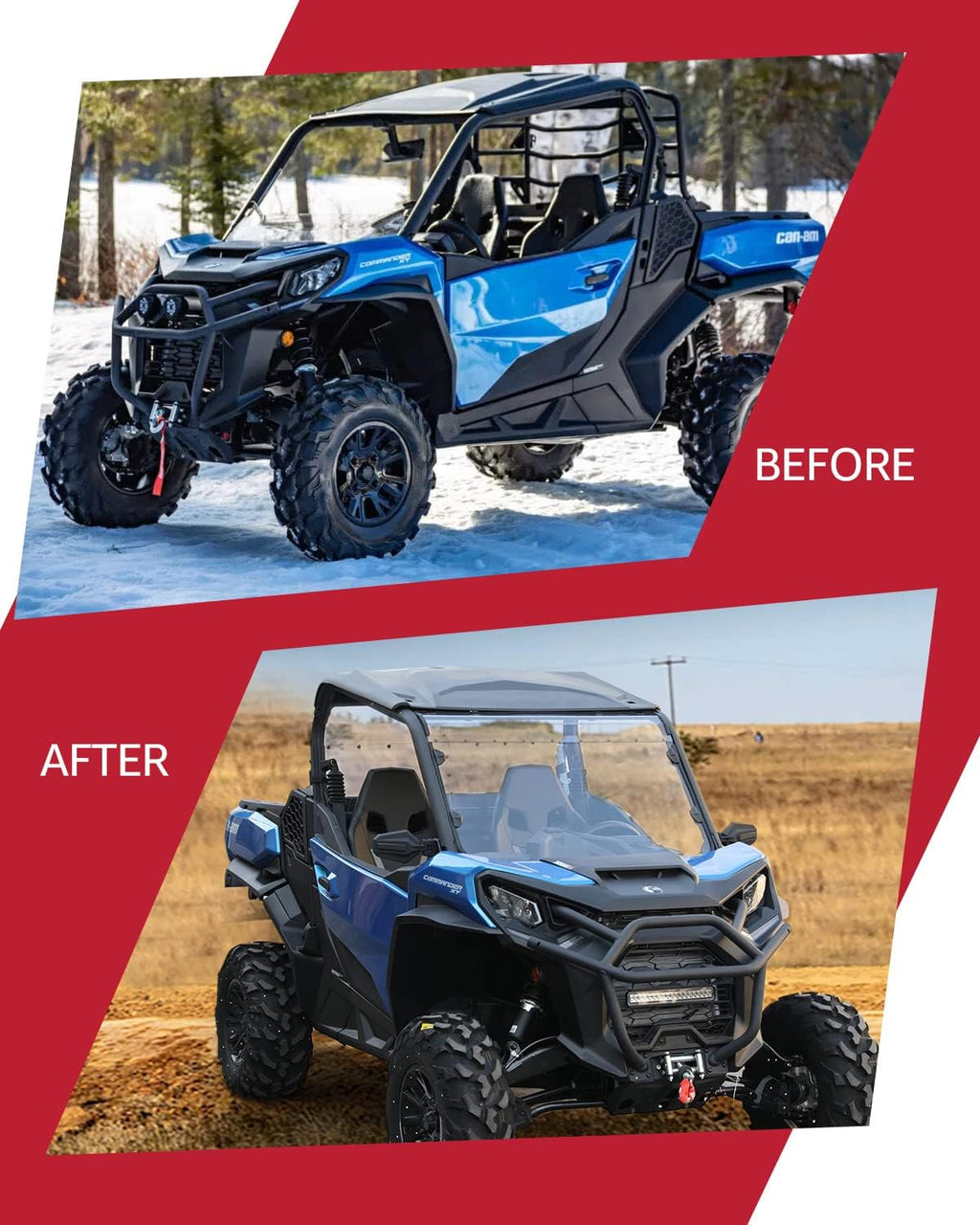 Clear Tough Polycarbonate Front Windshield for Can Am Commander 1000 O750