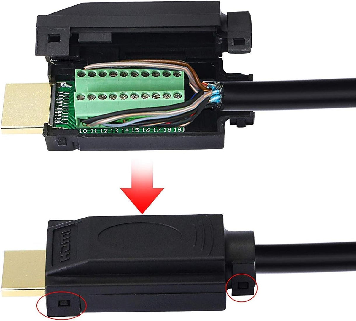 2 Pack HDMI Solderless Adapter Gold Plated Connector with Plastic Cover Screwdriver A62732