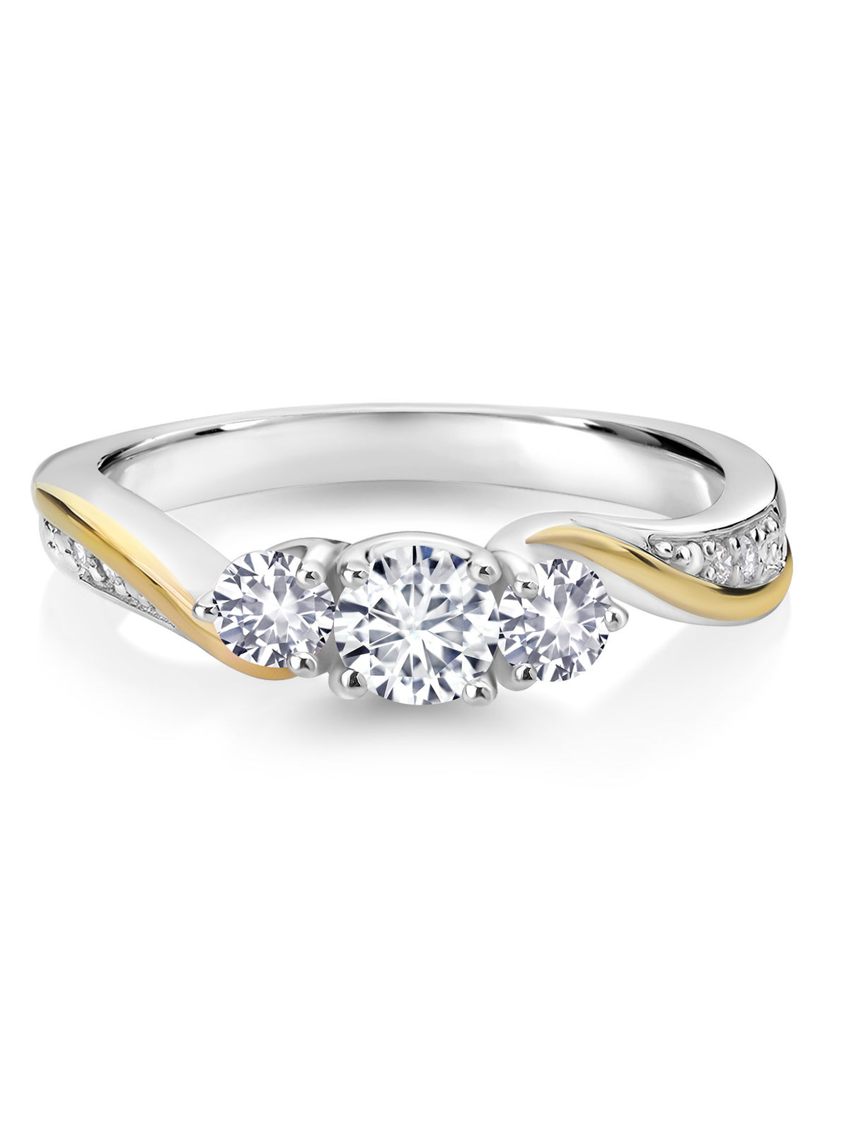 3 Stone Engagement Ring (0.56 Cttw, White Lab Grown Diamond, White Created Sapphire) H601554