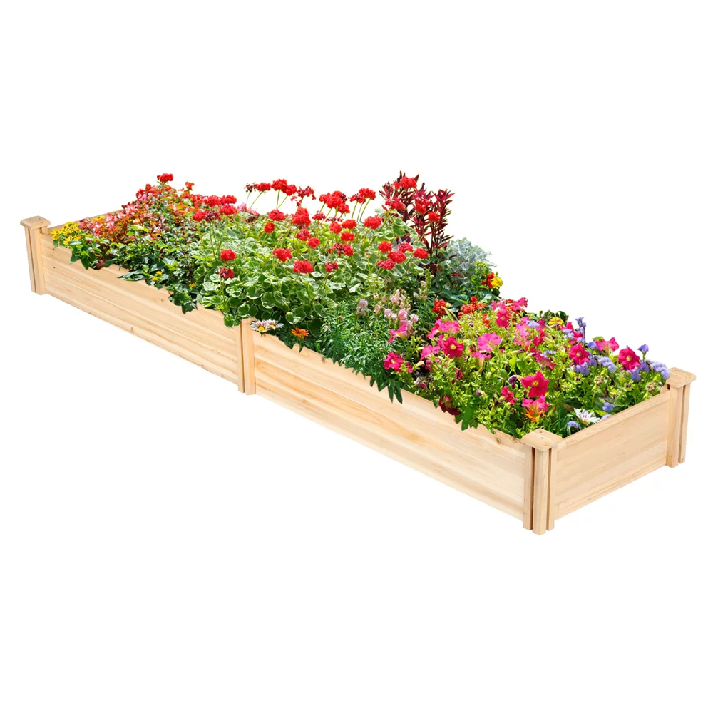 Wooden Raised Garden Bed, 96.7 x 24.6 x 10.6inch, Natural Wood H639