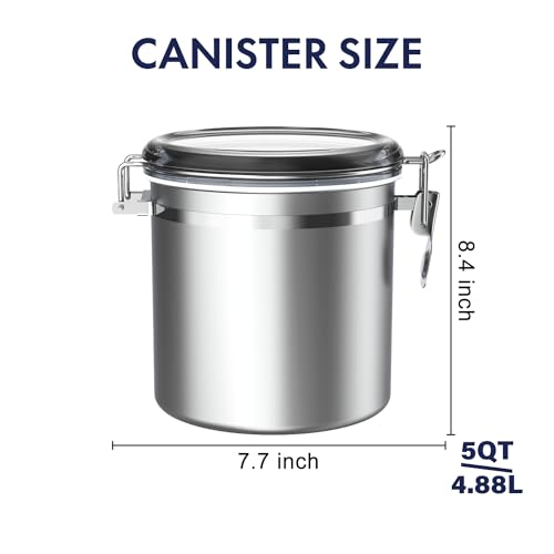 165oz Stainless Steel Airtight Canister with Clear Lid and Locking Clamp J41537