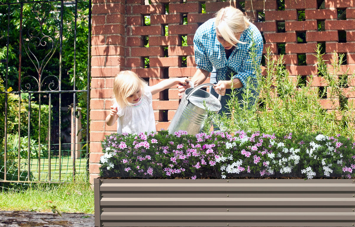 Galvanized Steel Raised Garden Bed 6x3x2 ft Brown K64345