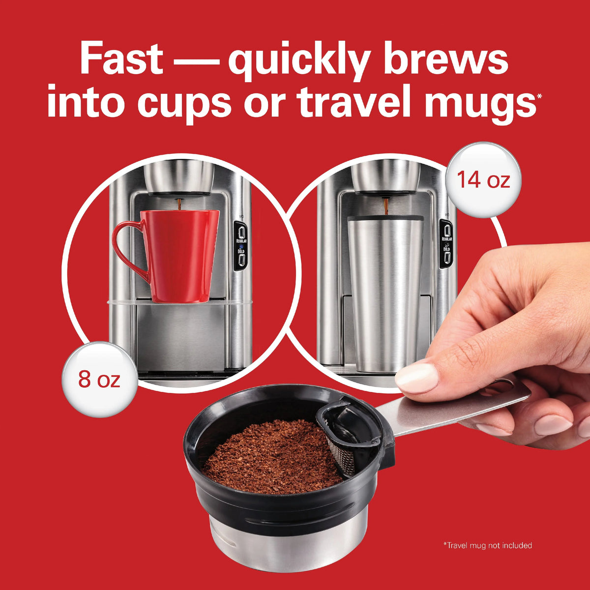 Single-Serve Coffee Maker, 14 oz., Stainless Steel Z22970