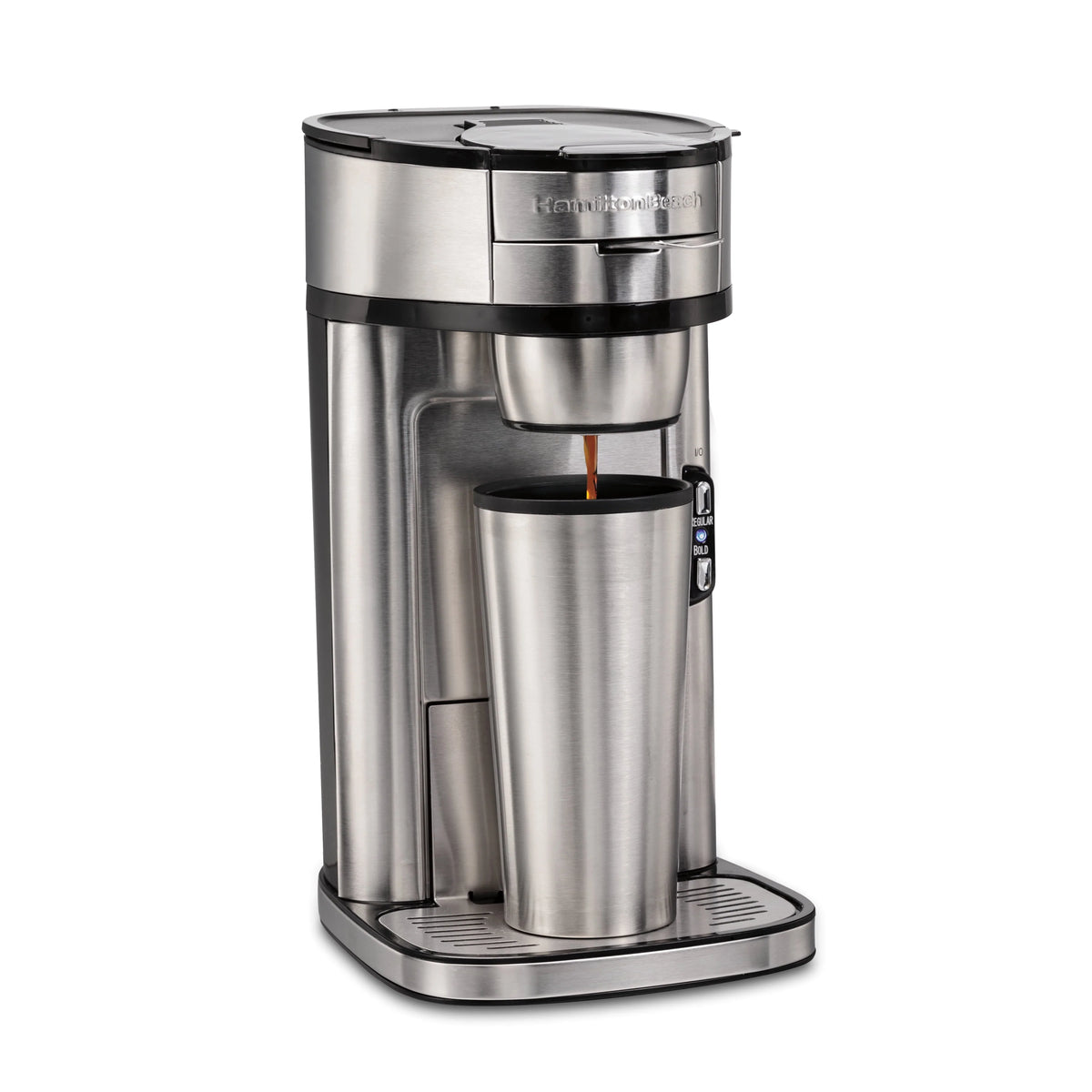 Single-Serve Coffee Maker, 14 oz., Stainless Steel Z22970