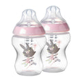 Pink Baby Bottles 9oz 2 Count Slow Flow Nipple with Anti-Colic Valve F4625
