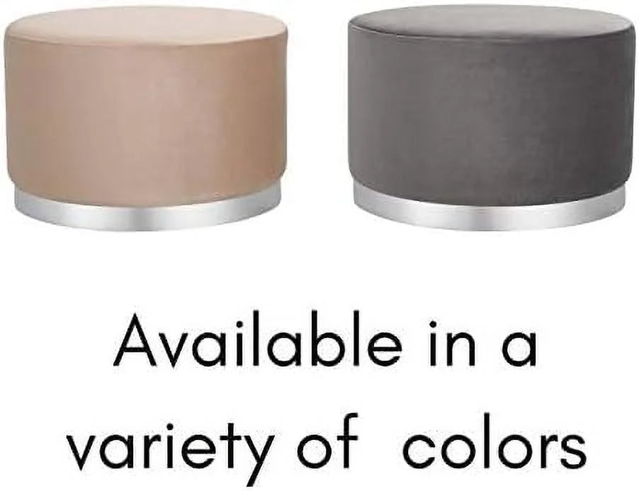 Round Grey Velvet Ottoman Foot Stool Z137452