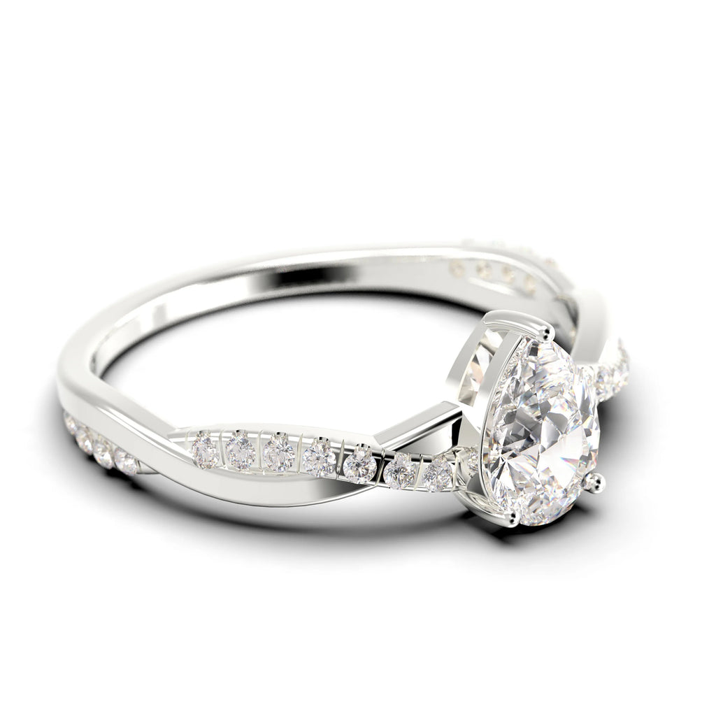 1.25 Carat Pear Cut Moissanite Engagement Ring in 925 Sterling Silver With 18k White Gold Plating Z756249