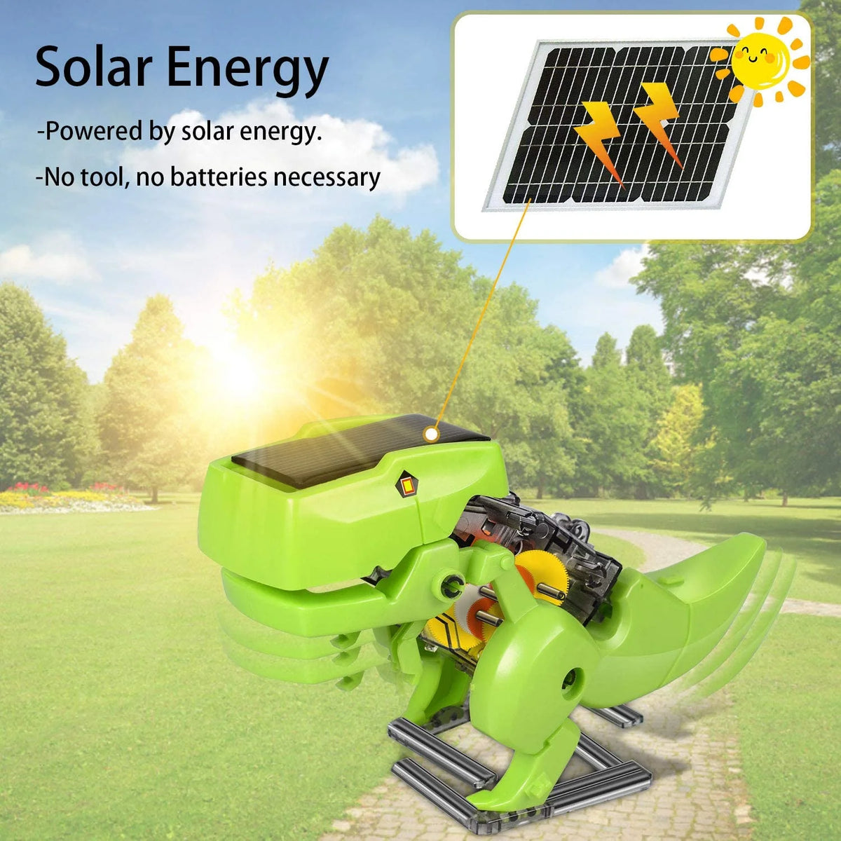 STEM Robots Building Educational Toys Science Kit 3 in 1 Solar Dinosaur Desk Robot with Manual Instructions and Piler N332035