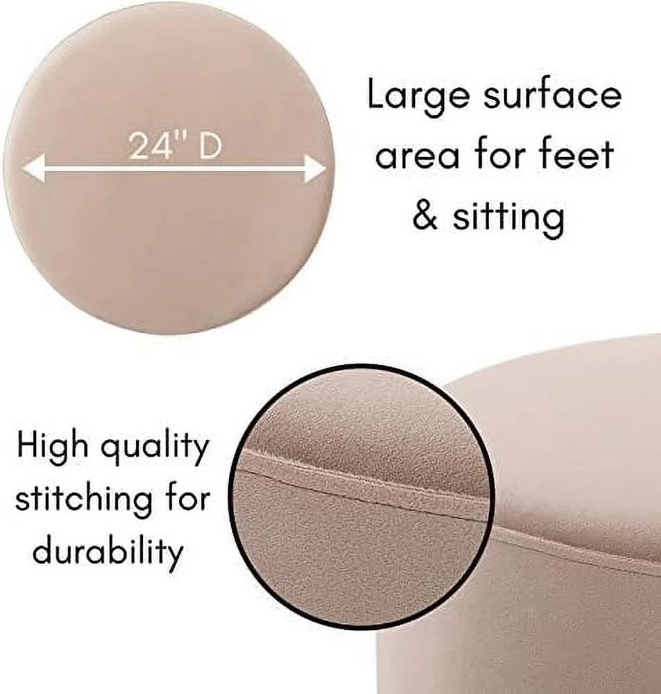 Round Grey Velvet Ottoman Foot Stool Z137452