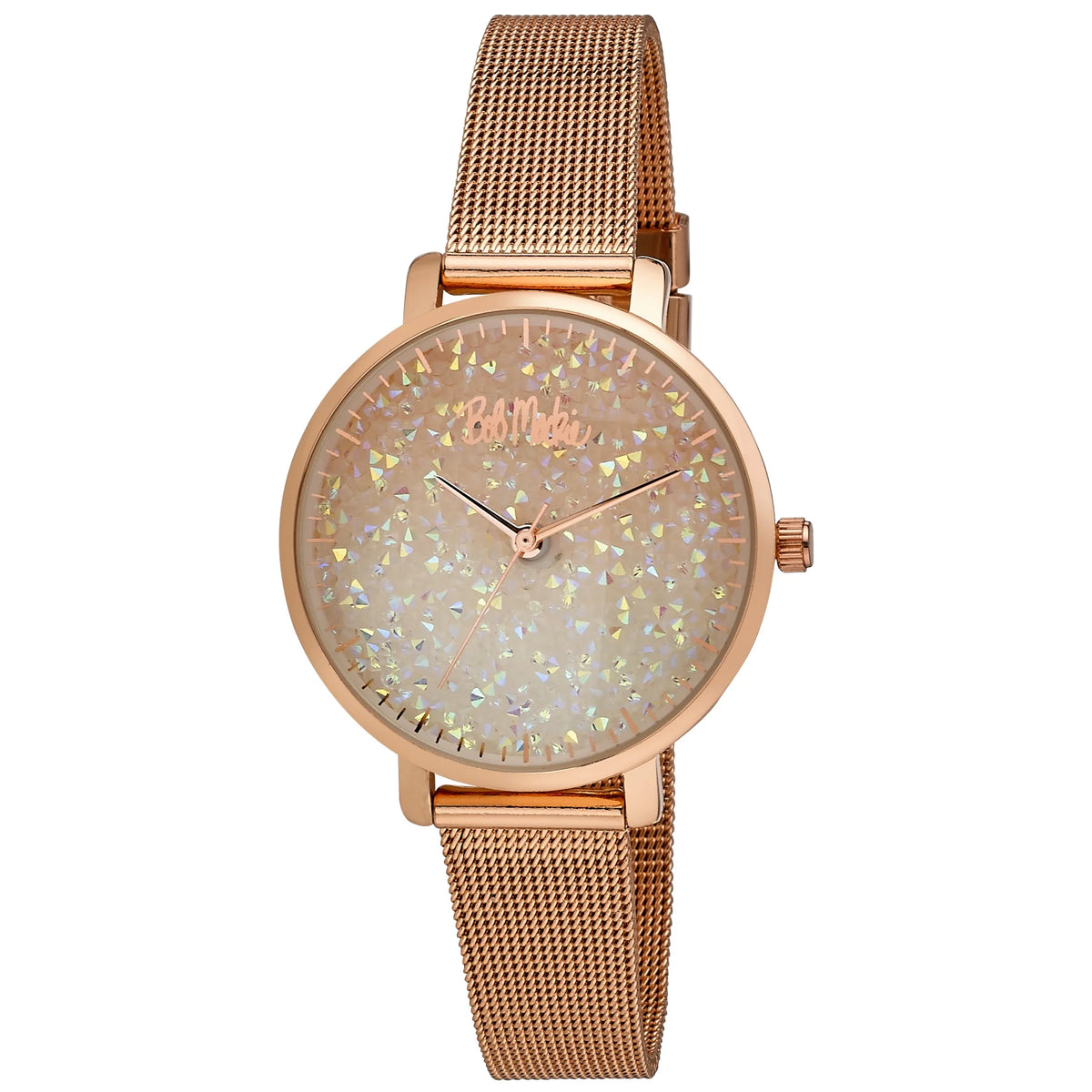 Women's Rose Gold Glitter-Dial Mesh Strap Watch Y58557