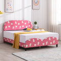 Pink Kids Twin Bed Frame with Upholstered Headboard and Footboard D483559