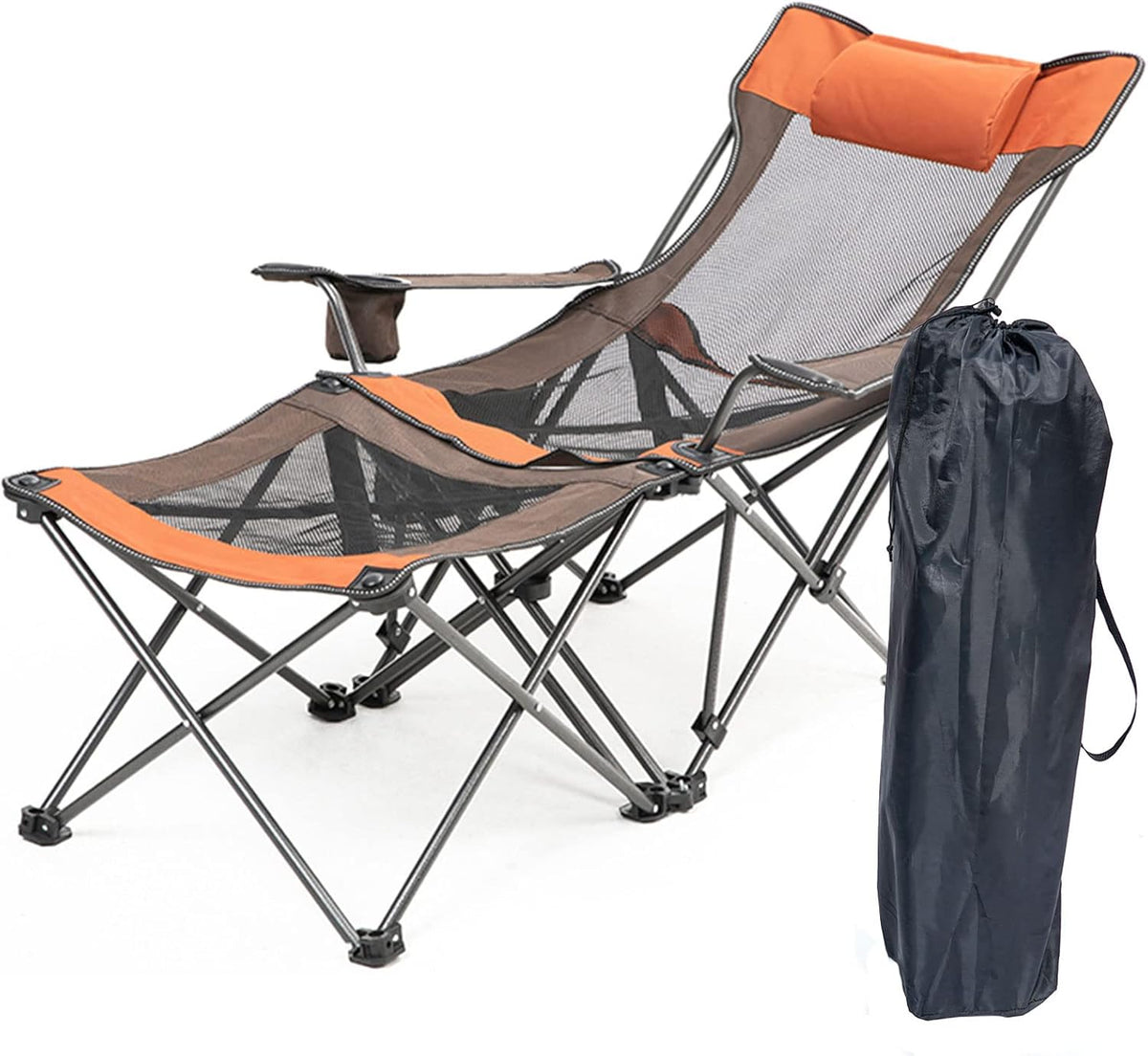 Folding Reclining Camping Chair with Footrest D759470