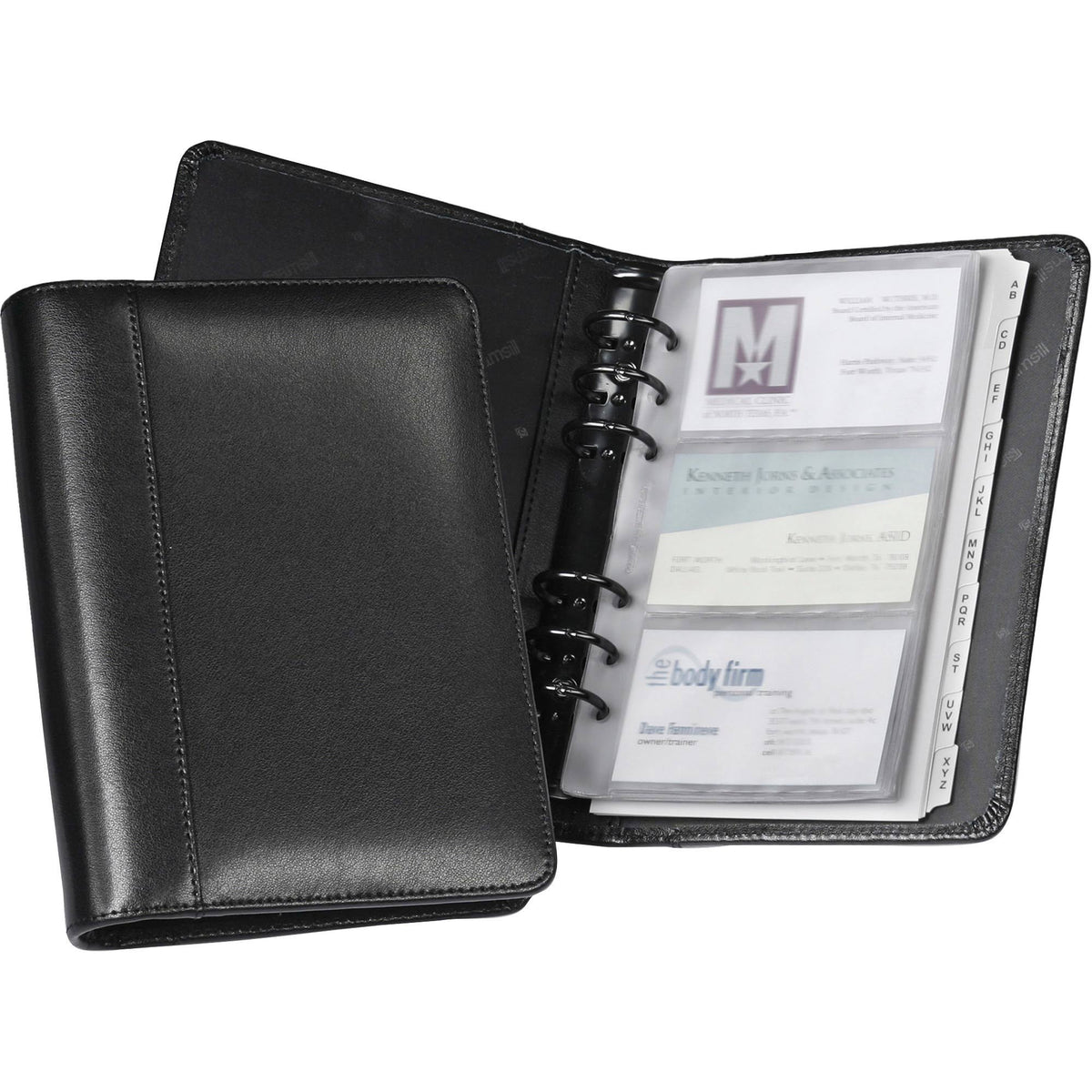 Leather Business Card Binder Holds 120 Cards, Black A77420