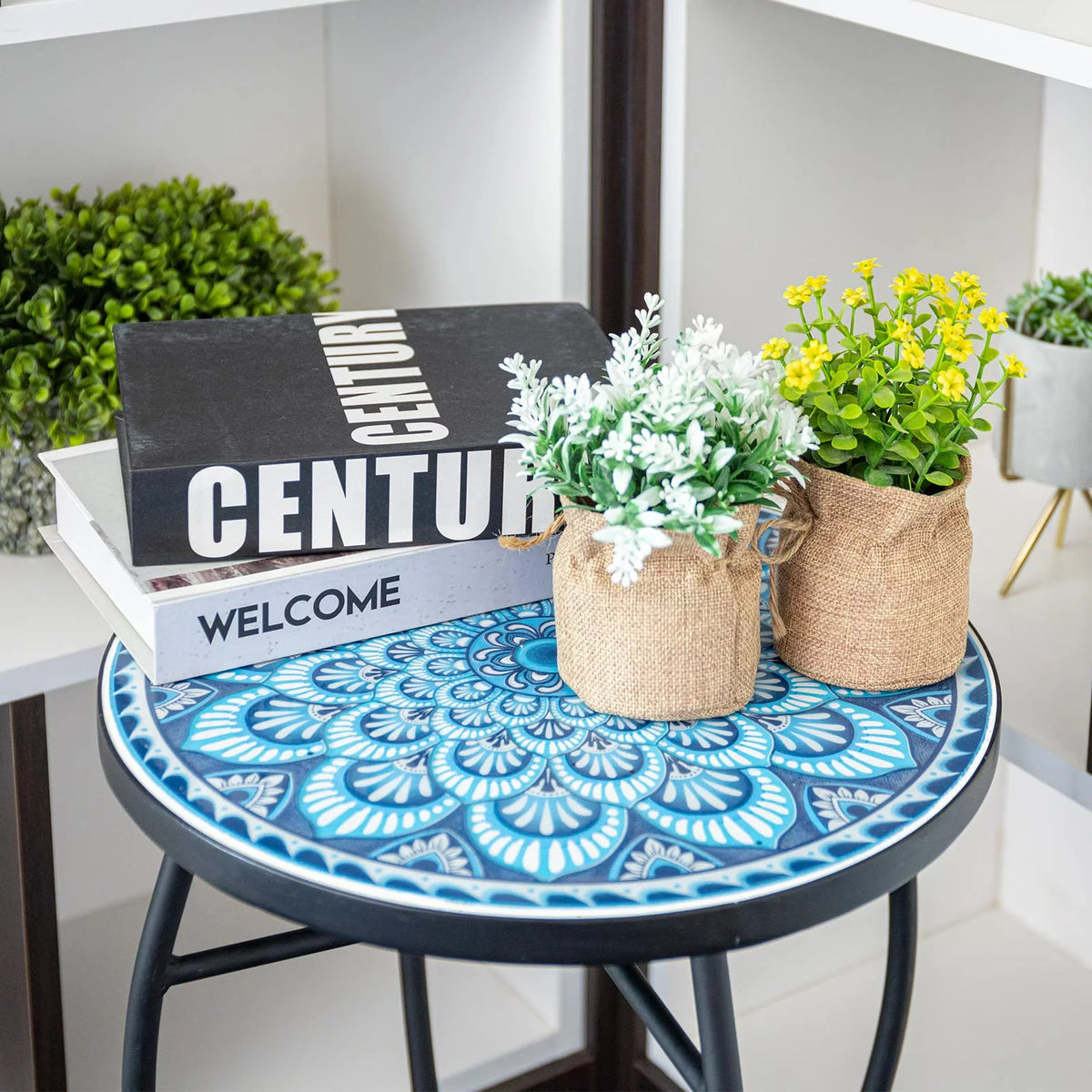Outdoor Mosaic Glass Metal Side Table A2954