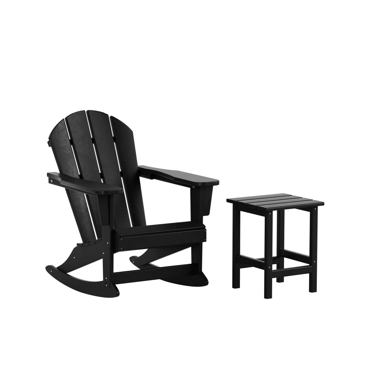 Black 2 Piece Outdoor Rocking Chair Set with Side Table S344094