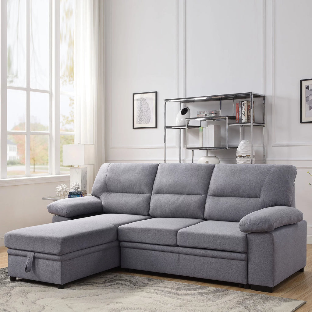 Gray Reversible Sleeper Sectional Sofa L46191