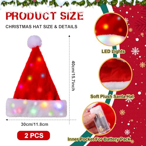 Light Up Christmas Hat Necklace Set LED Plush Santa Hat V52012