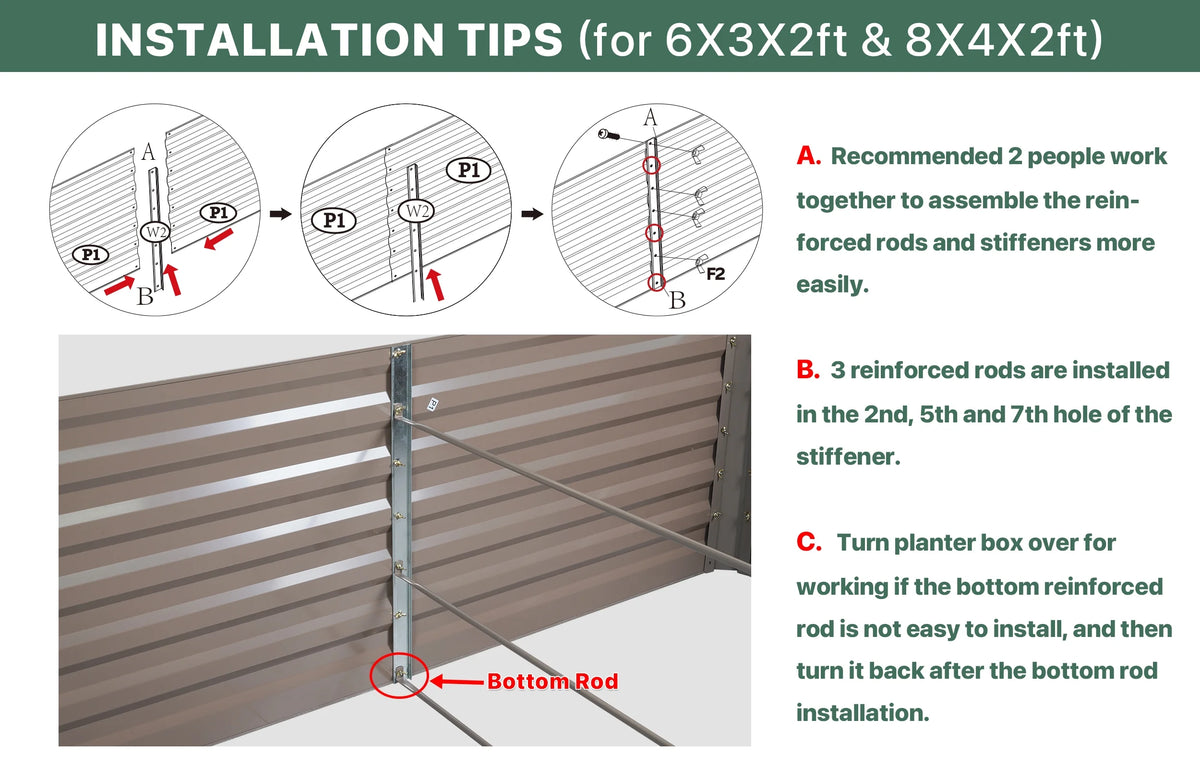 Galvanized Steel Raised Garden Bed 6x3x2 ft Brown K64345