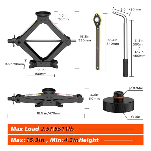 2.5 Ton Scissor Car Jack with Pucks S628