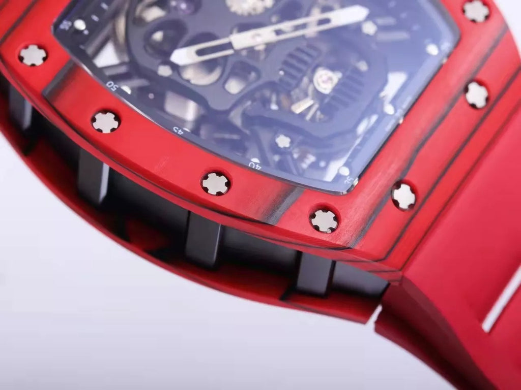 Black Dial Red Bezel Red Rubber Strap Tourbillon R8394
