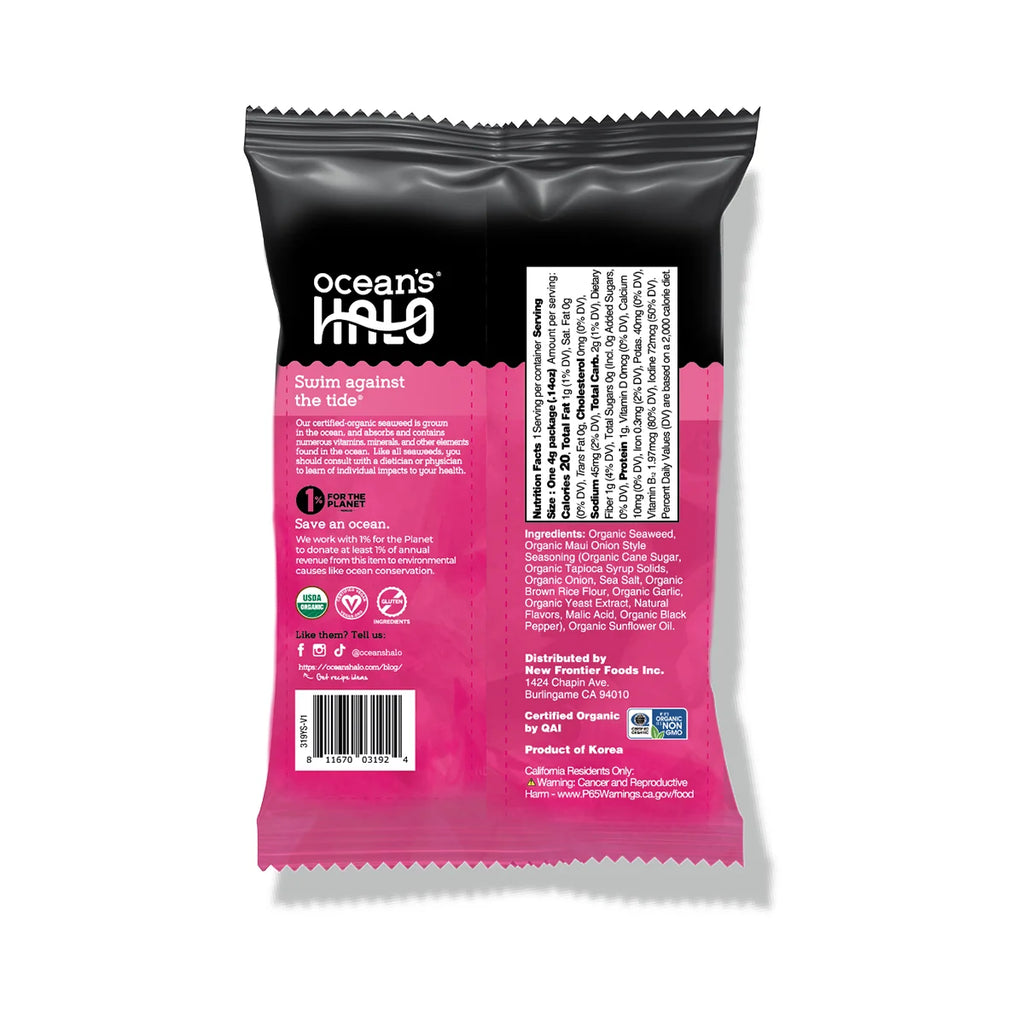 24 Pack Organic Seaweed Snacks, Maui Onion, .14oz Each S2741