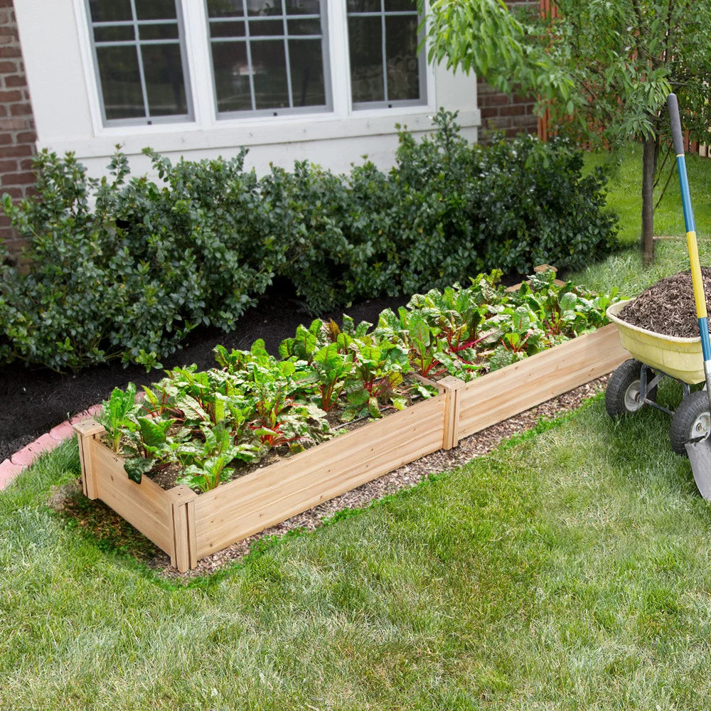 Wooden Raised Garden Bed, 96.7 x 24.6 x 10.6inch, Natural Wood H639