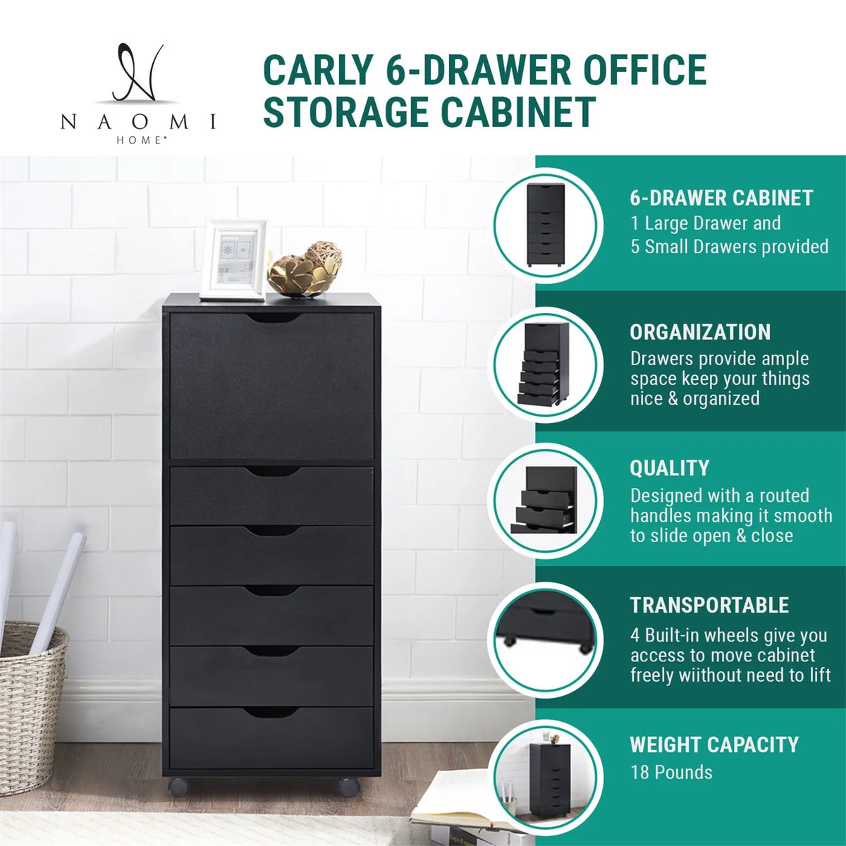 6 Drawer Gray Office Storage Cabinet E309465