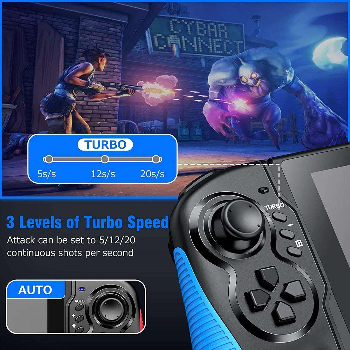 One-Piece Joypad Controller with Adjustable TURBO and Dual Motor Vibration O81006